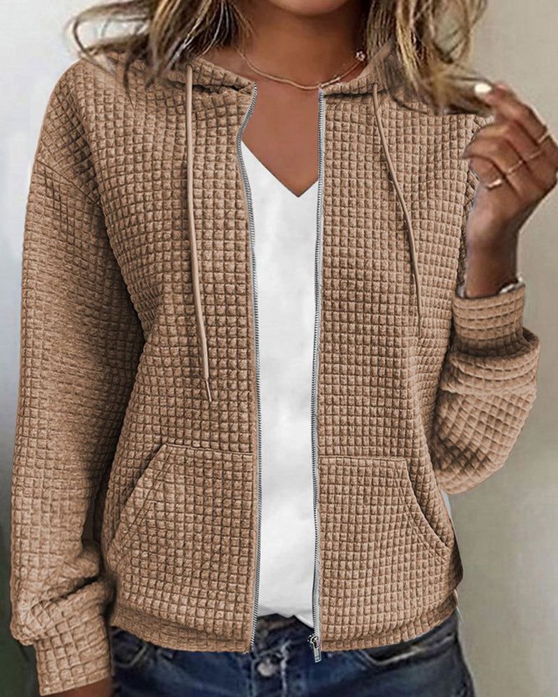 Marit | Zip-Up Cardigan with Pockets and Drawstring Hem for Women
