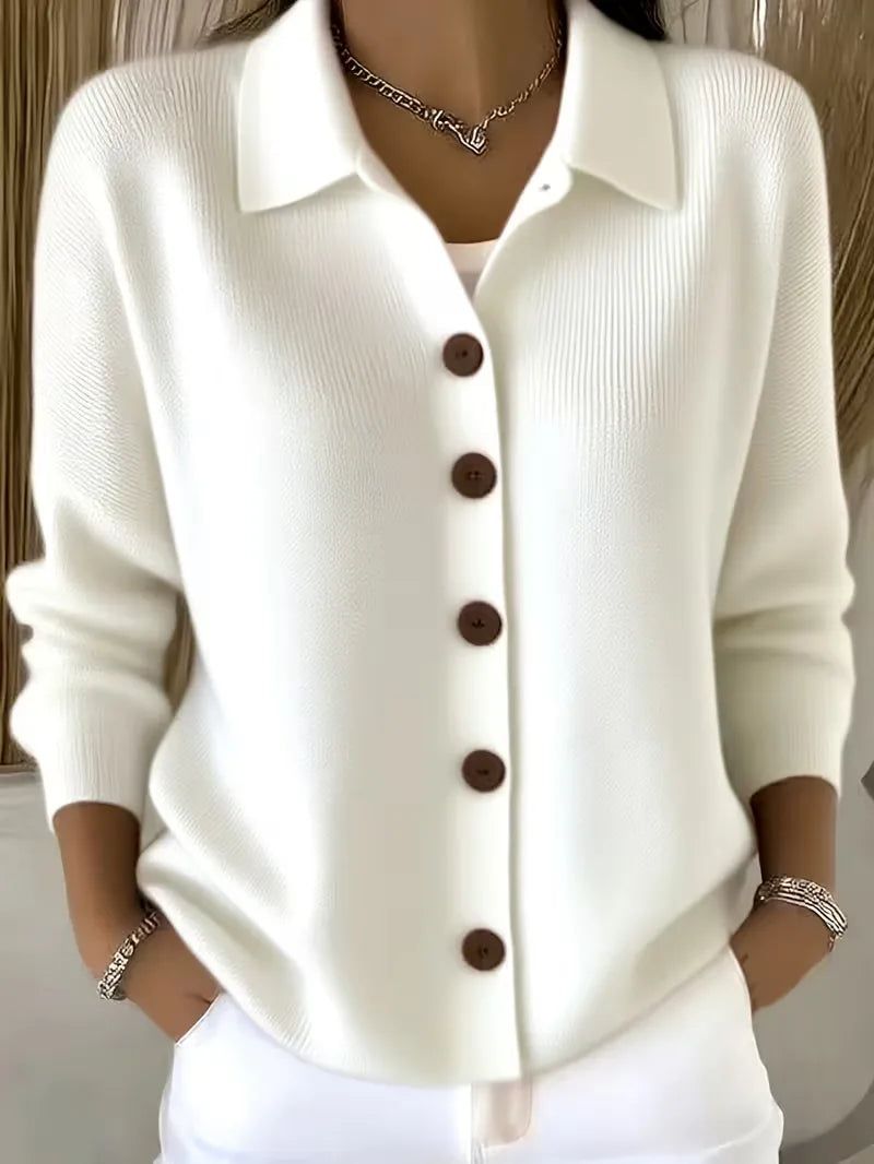 Janne | V-Neck Button-Front Cardigan with Round Buttons