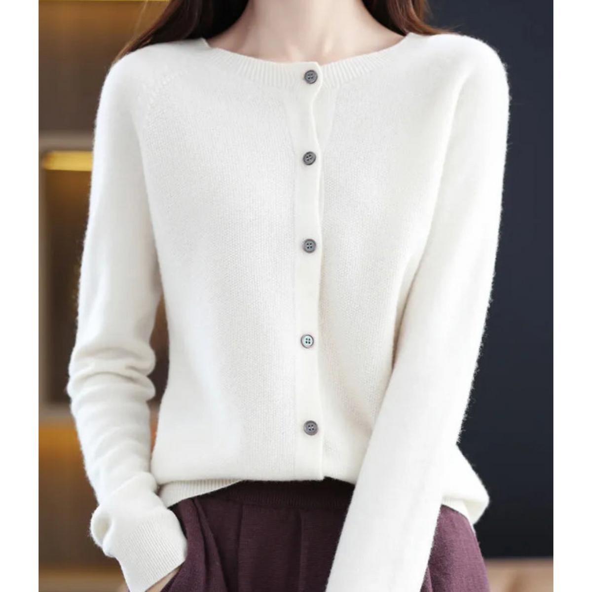 Karin | Button-Front V-Neck Knit Cardigan for Women