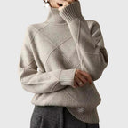 Sabrina | Women's Turtleneck Sweater Ribbed Geometric Knit