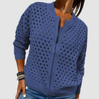 Lena | Cutout Knit Cardigan with Zip Front for Women