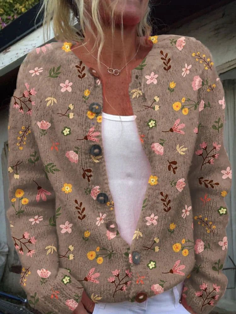 Juliette | Vintage Floral Button-Front Cardigan for Women