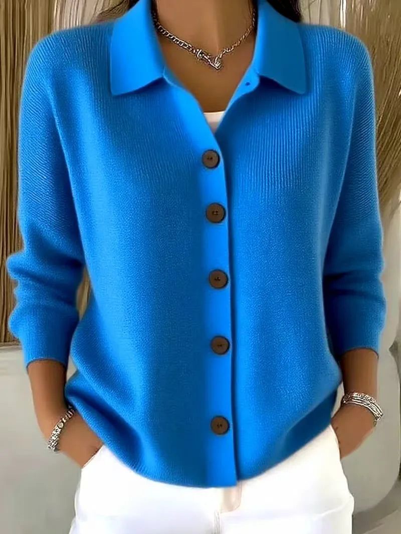 Janne | V-Neck Button-Front Cardigan with Round Buttons