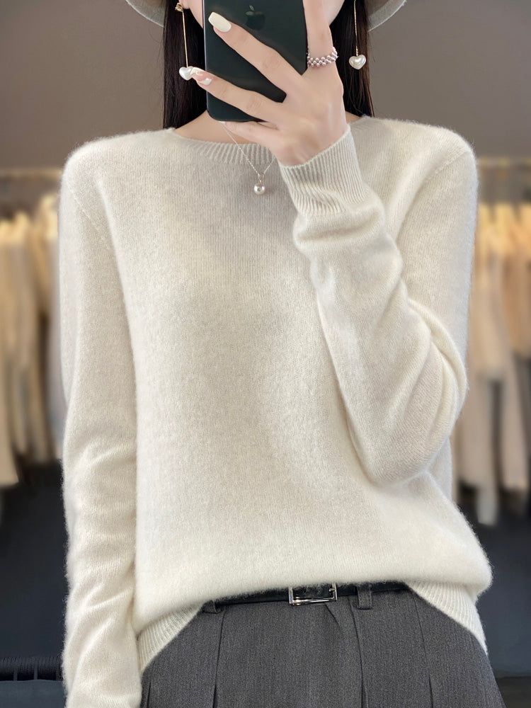 Nadalie | Ribbed Crew Neck Oversized Pullover Sweater for Women