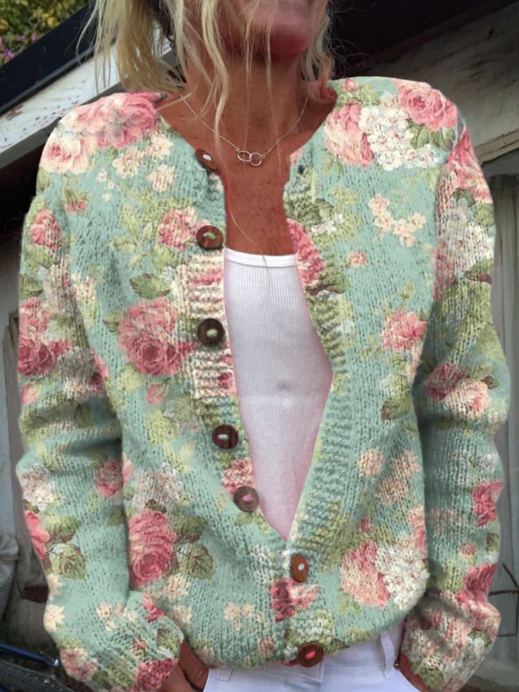 Juliette | Vintage Floral Button-Front Cardigan for Women