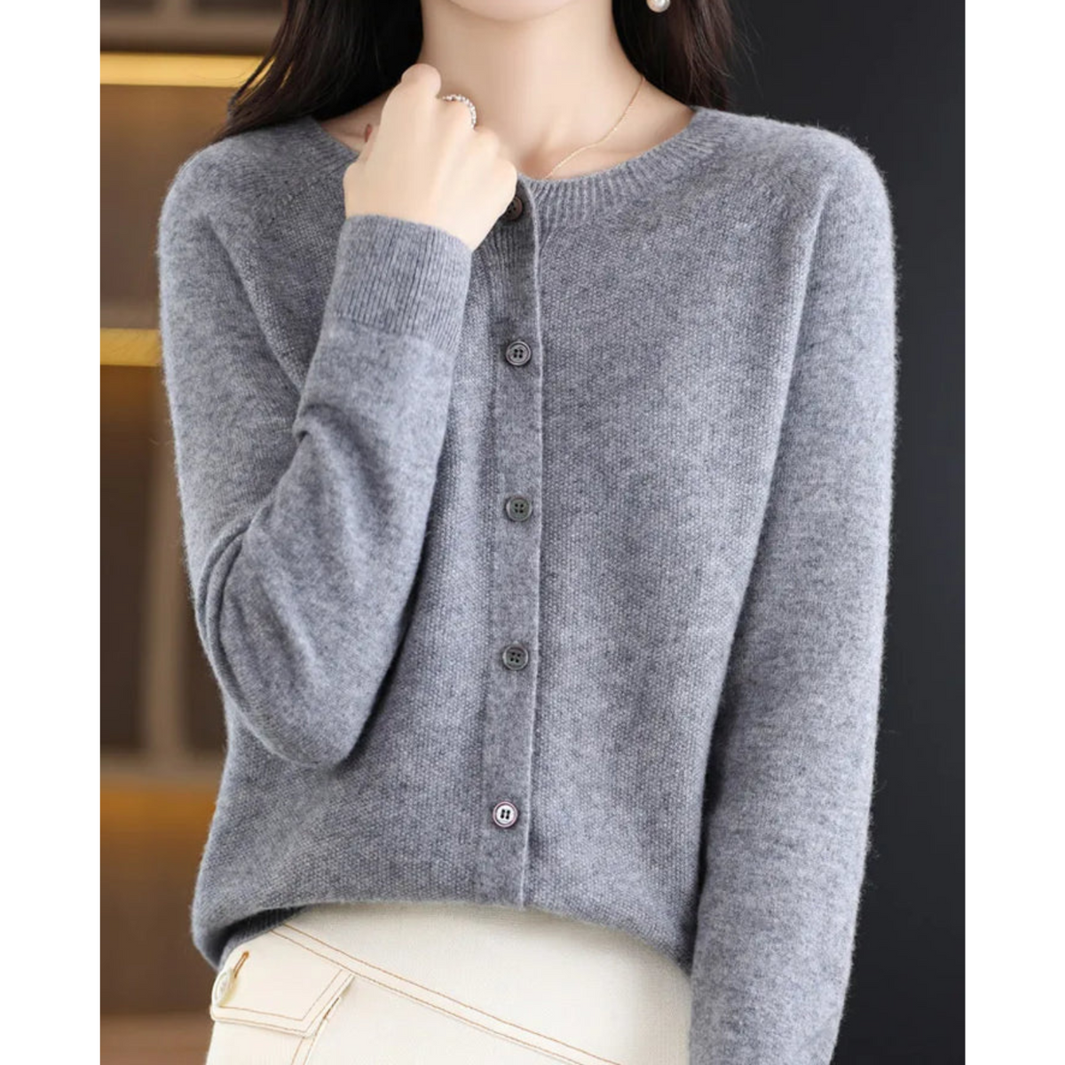 Karin | Button-Front V-Neck Knit Cardigan for Women