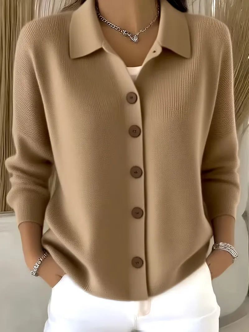 Janne | V-Neck Button-Front Cardigan with Round Buttons