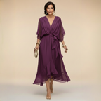 Margot | V-Neck Waist-Tie Maxi Dress for Women