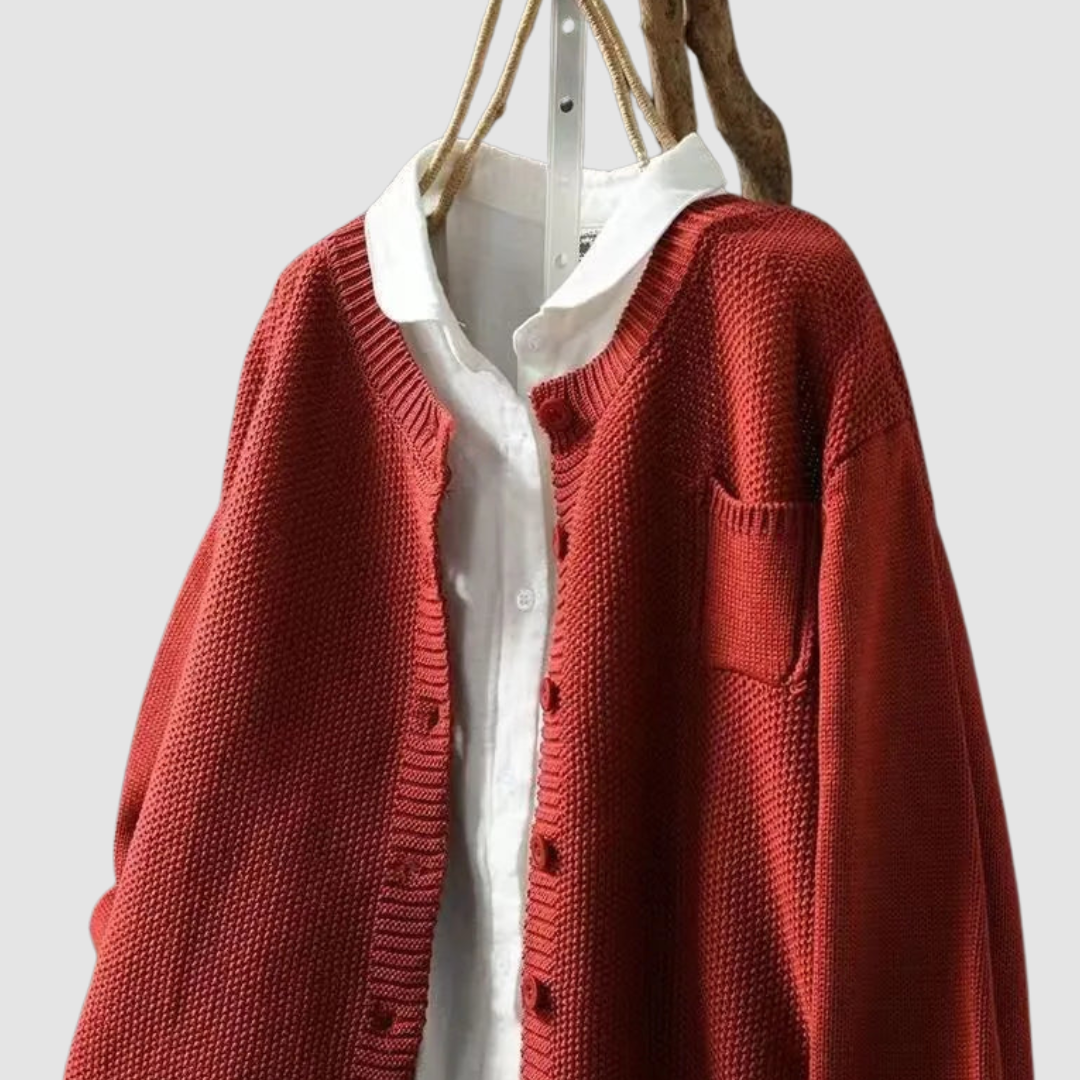 Talma | V-Neck Button-Front Knit Cardigan with Chest Pocket