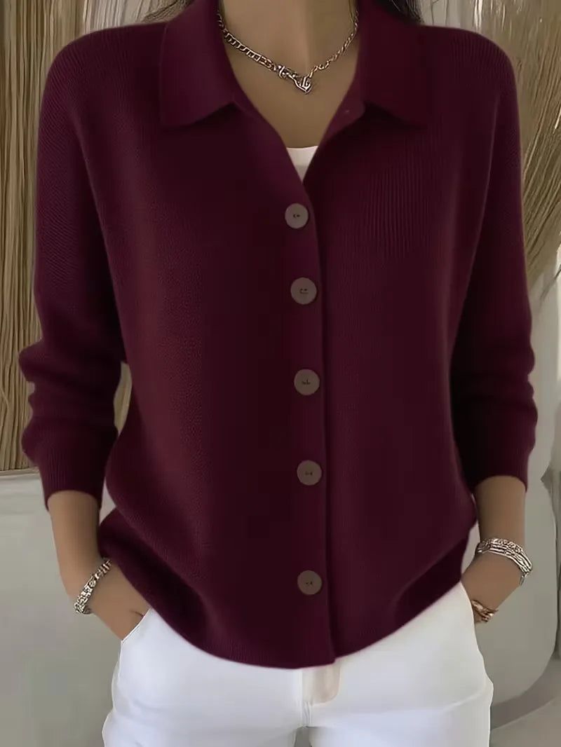 Janne | V-Neck Button-Front Cardigan with Round Buttons