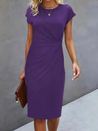 Maja | Ruched Midi Dress with Short Sleeves for Women