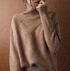 Sabrina | Women's Turtleneck Sweater Ribbed Geometric Knit