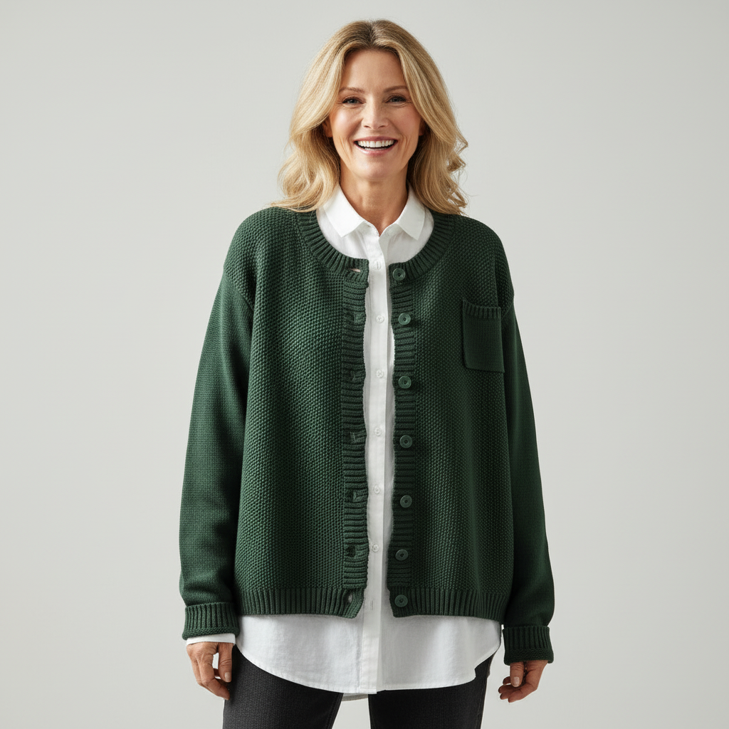 Talma | V-Neck Button-Front Knit Cardigan with Chest Pocket