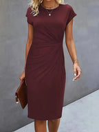 Maja | Ruched Midi Dress with Short Sleeves for Women