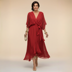 Margot | V-Neck Waist-Tie Maxi Dress for Women