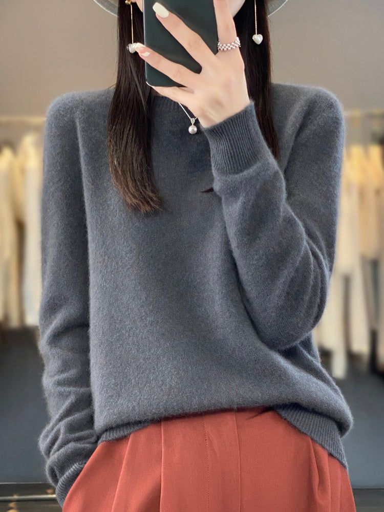 Nadalie | Ribbed Crew Neck Oversized Pullover Sweater for Women
