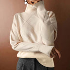 Sabrina | Women's Turtleneck Sweater Ribbed Geometric Knit