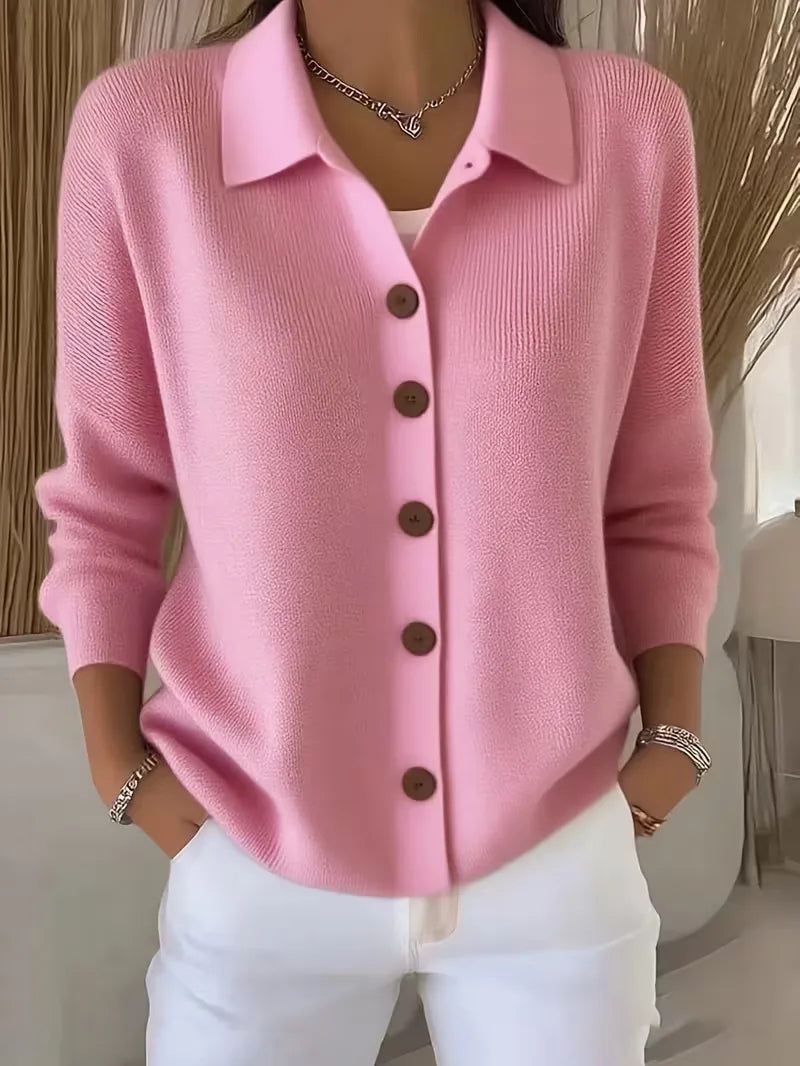 Janne | V-Neck Button-Front Cardigan with Round Buttons