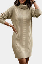 Lindsay | Turtleneck Cable Knit Sweater Dress for Women
