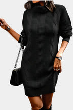 Lindsay | Turtleneck Cable Knit Sweater Dress for Women