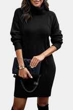 Lindsay | Turtleneck Cable Knit Sweater Dress for Women