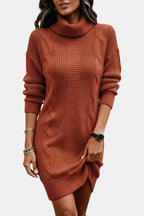 Lindsay | Turtleneck Cable Knit Sweater Dress for Women