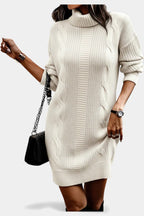 Lindsay | Turtleneck Cable Knit Sweater Dress for Women