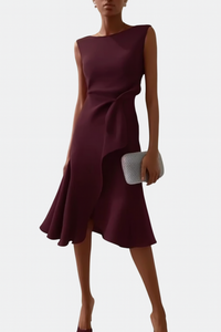 Pearl | Draped Asymmetric Sleeveless Midi Dress for Women