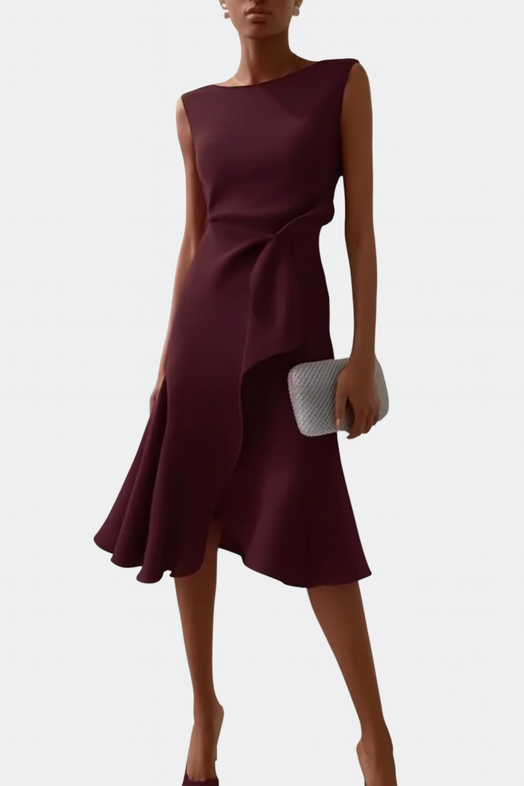 Pearl | Draped Asymmetric Sleeveless Midi Dress for Women