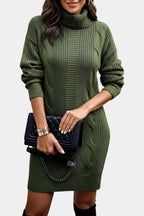 Lindsay | Turtleneck Cable Knit Sweater Dress for Women