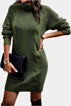 Lindsay | Turtleneck Cable Knit Sweater Dress for Women