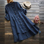 Ingrid | Button-Front Shirt Dress with Layered Hem for Women