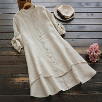 Ingrid | Button-Front Shirt Dress with Layered Hem for Women