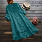 Ingrid | Button-Front Shirt Dress with Layered Hem for Women