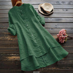 Ingrid | Button-Front Shirt Dress with Layered Hem for Women