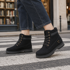 Asta | Lace-Up Ankle Boots with Ribbed Collar for Women