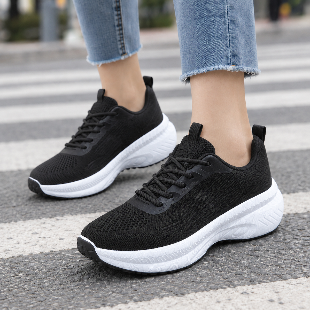 Anke Lace-Up Platform Sneakers with Padded Collar for Women
