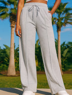 Ellinor | Ribbed Straight Leg Sweatpants with Drawstring