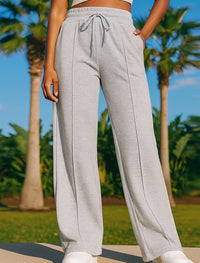 Ellinor | Ribbed Straight Leg Sweatpants with Drawstring