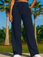 Ellinor | Ribbed Straight Leg Sweatpants with Drawstring