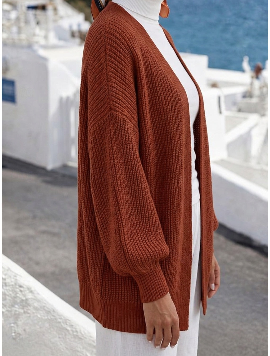 Florence | Ribbed Knit Longline Open-Front Cardigan for Women