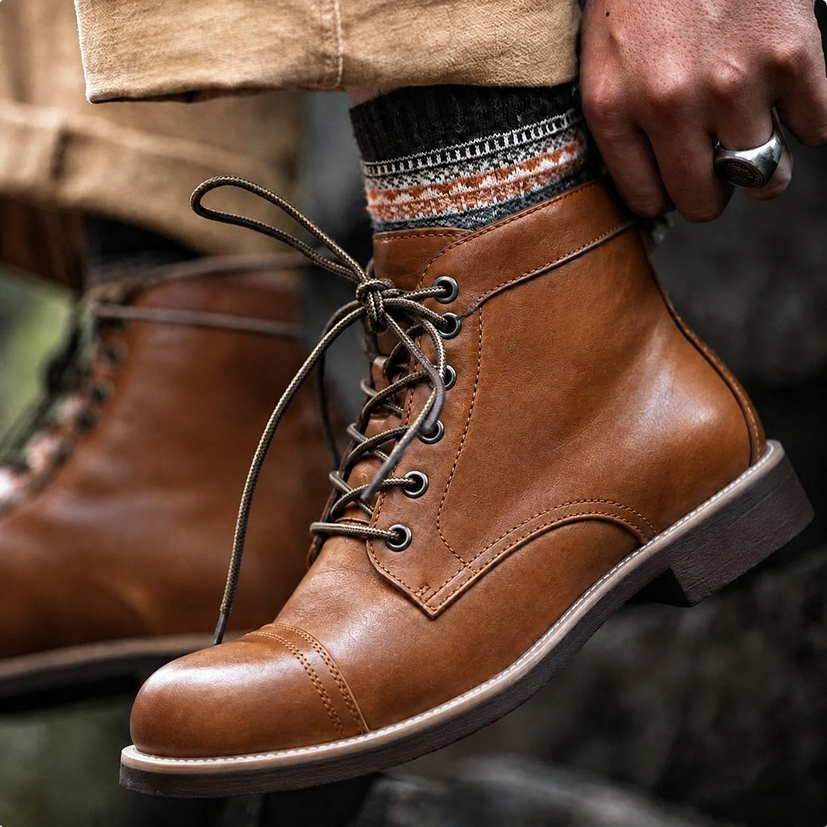 Heinrich | Cap Toe Chelsea Boots with Lace-Up Ankle Cut for Men