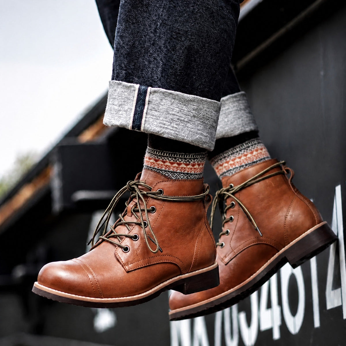 Heinrich | Cap Toe Chelsea Boots with Lace-Up Ankle Cut for Men