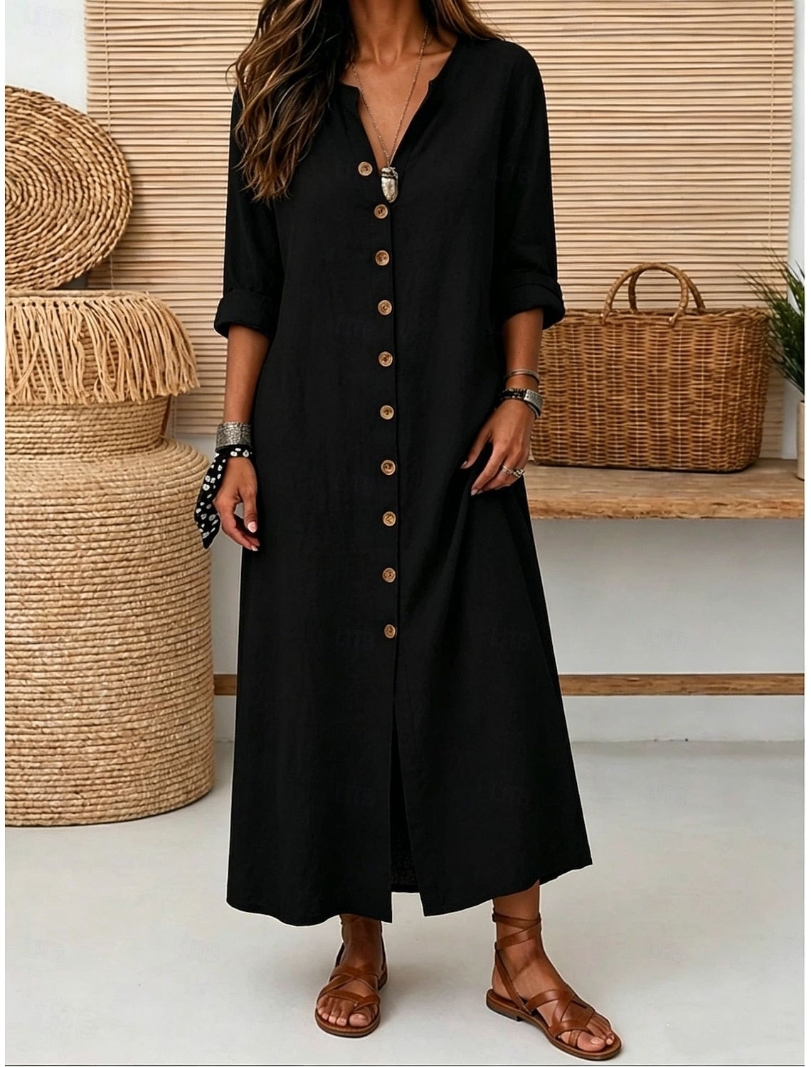 Erika | A-Line Midi Cocktail Dresses with Crew Neck for Women