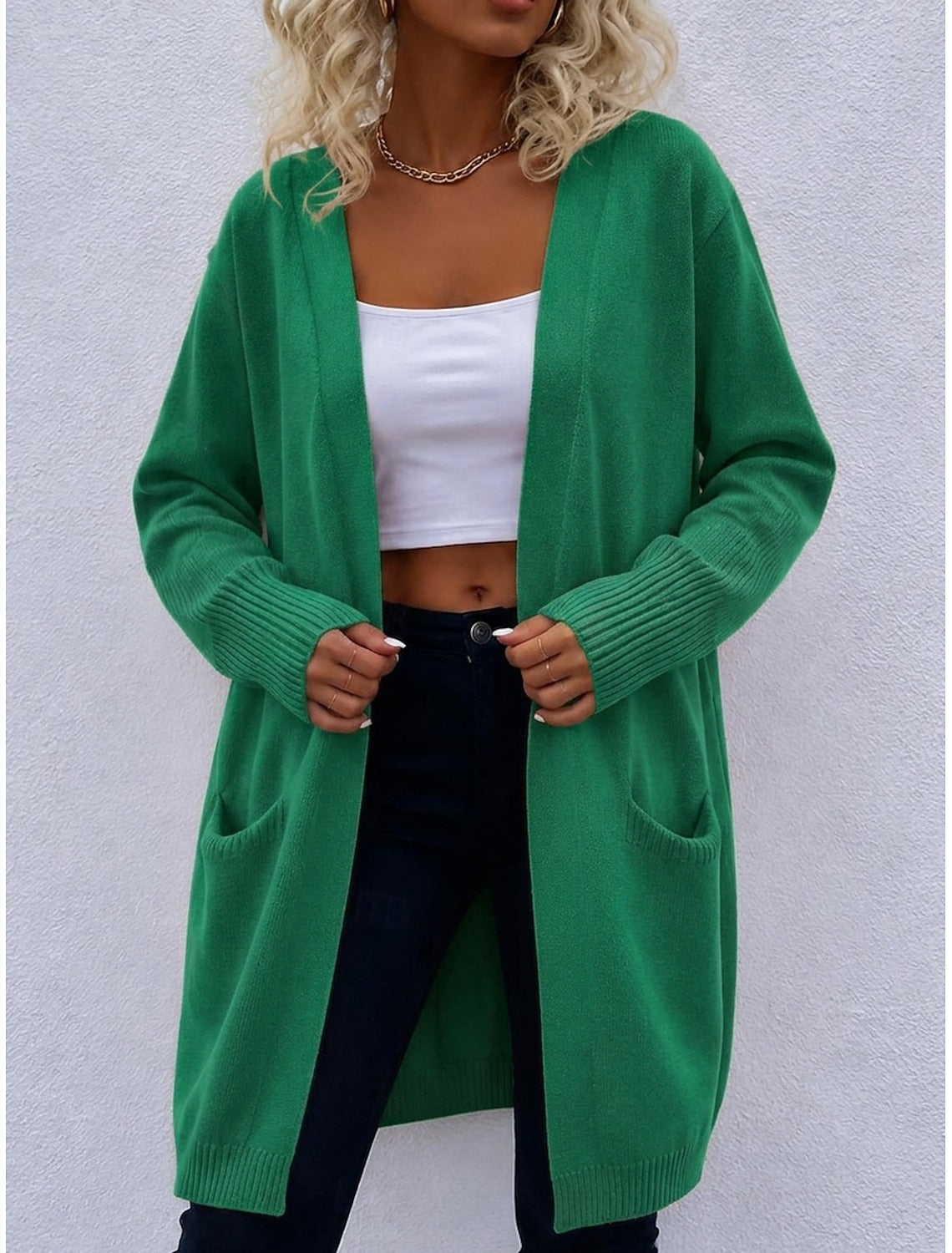 Francesca | Ribbed Open-Front Longline Cardigan for Women