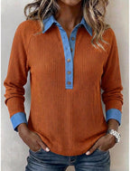 Denise | Ribbed Knit Contrast Collar Cardigan for Women