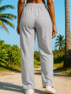 Ellinor | Ribbed Straight Leg Sweatpants with Drawstring