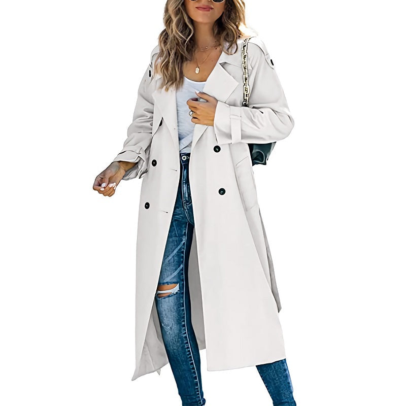 Gabriella | Belted Longline Trench Coat with Notch Lapel