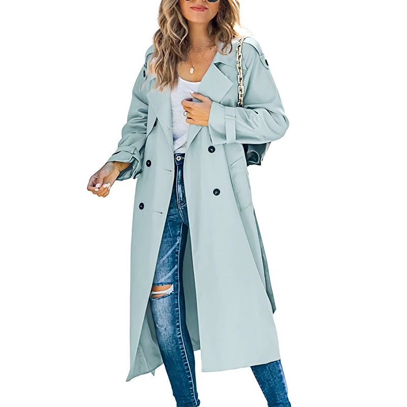 Gabriella | Belted Longline Trench Coat with Notch Lapel