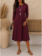 Erika | A-Line Midi Cocktail Dresses with Crew Neck for Women